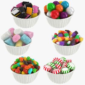 3D Candy in Bowl Collection model